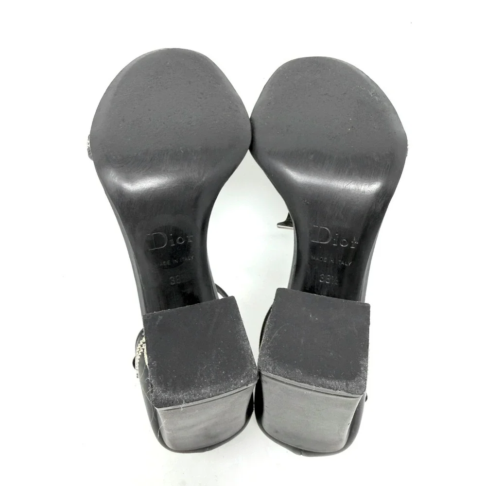 Dior Black CD Logo T Strap Block Heel Sandals 38.5 Galliano Runway